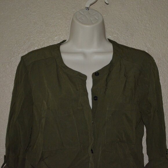 Sz S Splendid Army Green Black Rolled Sleeve Shorts Romper - Picture 2 of 6